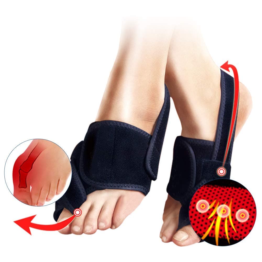 2-Sets Orthopedic Bunion Corrector and Bunion Relief- Bunion Splints Big Toe Straightener for Men and Women-Tourmaline Self Heating-Fully Adjustable (Black)