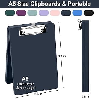 Small Clipboard with Storage, A5 Clipboards with Pen Holder, Half Letter Clip Boards 6x9 Mini Plastic Clipboard with Low Profile Clip for Classroom, School, Office Supplies (Navy)