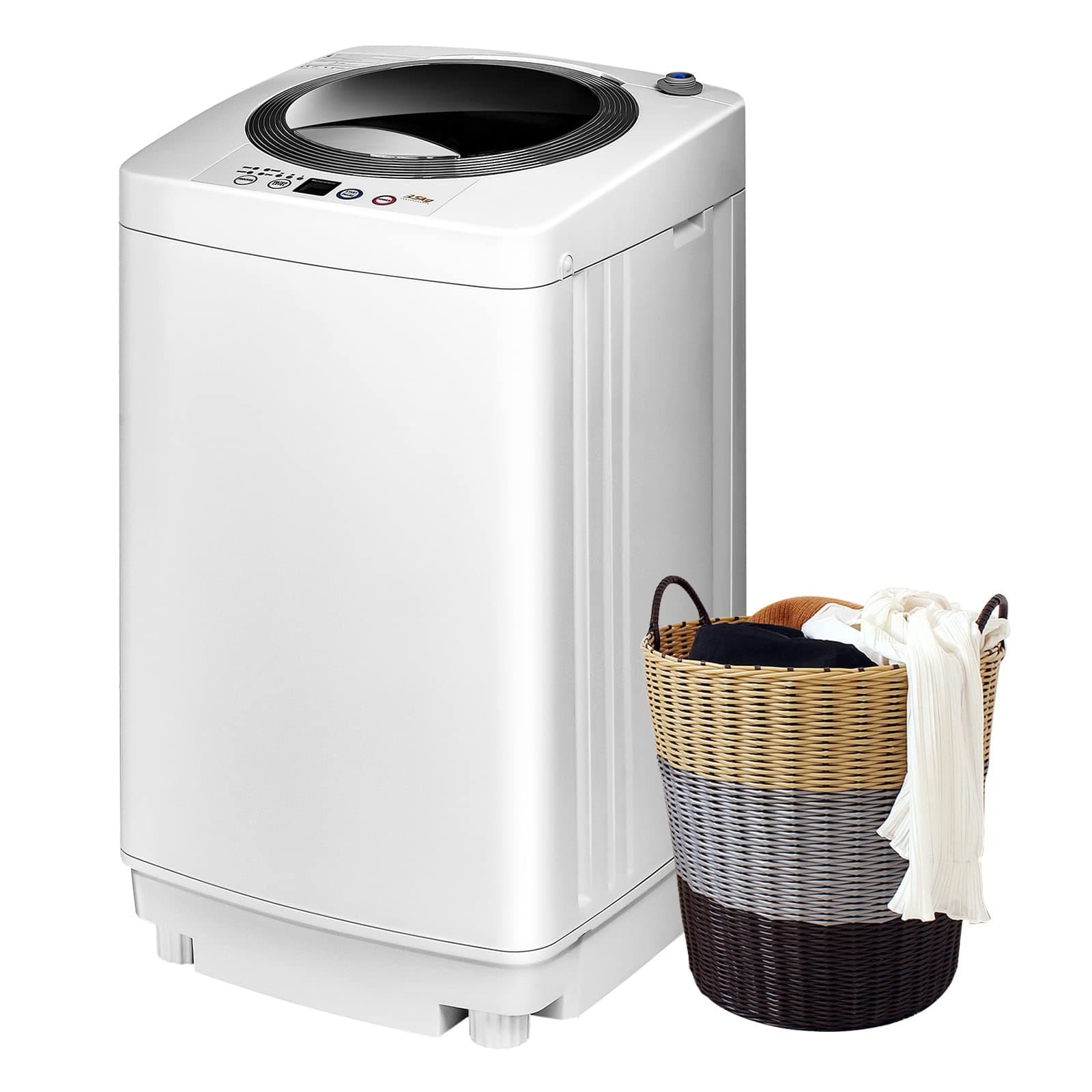 Portable Washing Machine, 8Lbs Capacity Full-automatic Washer with 6 Wash Programs, LED Display, 3 Water Levels, Compact Laundry Washer and Dryer Combo for Home, Apartment, Dorm, RVs