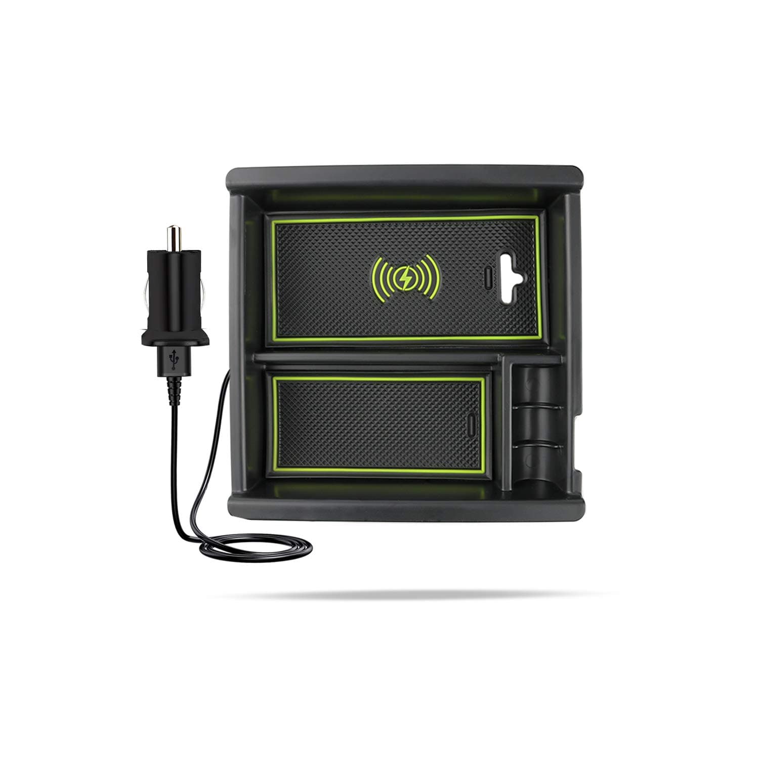 R RUIYA Wireless Charger Container Storage Box for 2016 2017 2018 Toyota Tacoma Insert Tray Center Console Armrest Box Organizer Orgainser Fit Phone Which Approve Wireless Charging