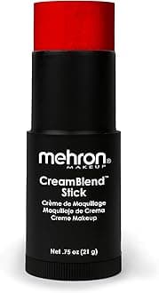 Mehron Makeup CreamBlend Stick | Face Paint, Body Paint, & Foundation Cream Makeup | Perfect for Halloween .75 oz (21 g) (Red)