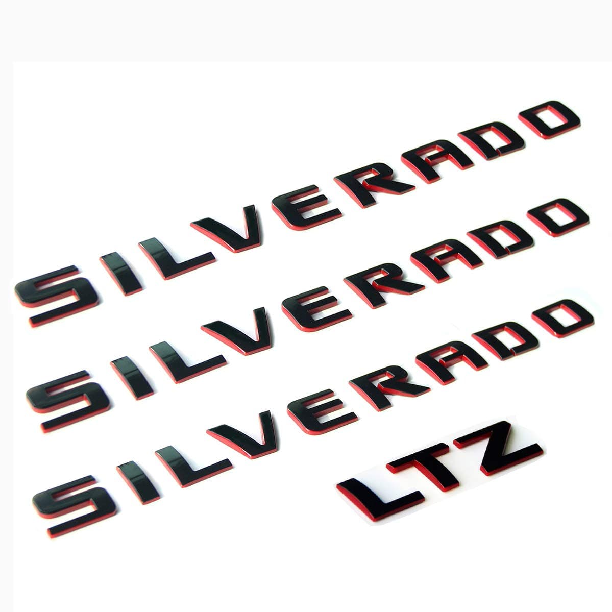 Yoaoo 3pack OEM Silverado & LTZ Letter Emblems 3D Badge Compatible with for Silverado 1500 2500Hd 3500Hd Series 1999-2018 Red Line Redline Gloss