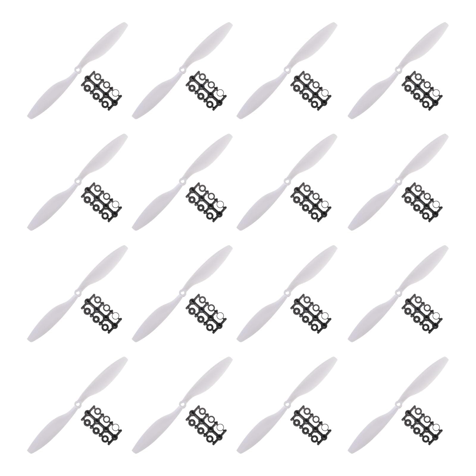 sourcing map 1045 Propellers CW CCW 10x4.5 Prop 2-Vane Fixed-Wing White Replacement Props with Adapter Rings for Quadrotor RC Airplane, Pack of 16