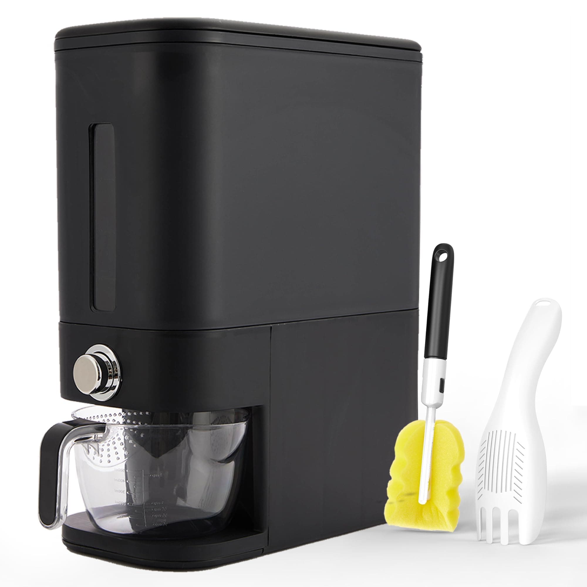 Rice Dispenser 25 lbs I Rice Storage Container 25 lbs with Sponge, Scoop & Measuring Cup I Airtight Rice Container with Lid I Best Food Dispenser Rice Bucket I Cereal Dispenser for Pantry