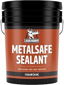 Liquid Rubber MetalSafe Sealant - Metal Roof Waterproof Membrane Coating and Corrosion Protection, Indoor and Outdoor Use, Easy to Apply, 5 Gallon