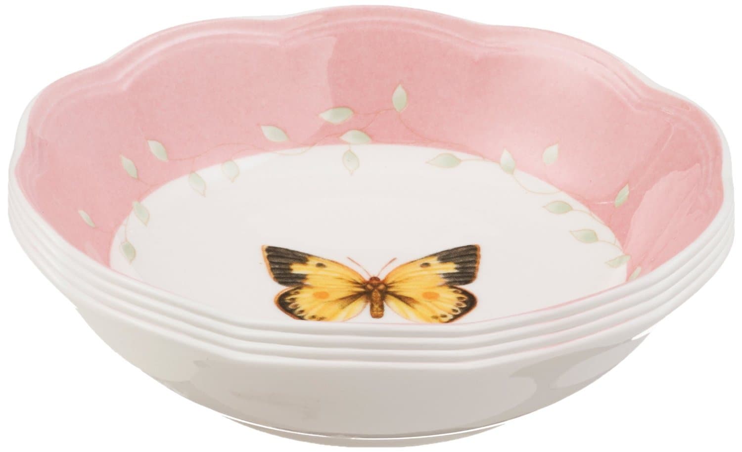 Dinnerware Set, Butterfly Meadow 4-Piece Fruit Bowl Set, Service For 4, Made Of White Porcelain Bowls, Dishwasher And Microwave Safe, For Salad And Pasta, Home & Kitchen, (Asssorted, 4 Pieces)
