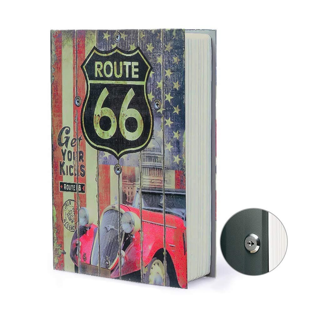 Small Sized Diversion Book Safe Storage Box, Dictionary Secret Safe Can with Security Combination Lock/Key, Diversion Book Hidden Safe (Key, 66 Route)