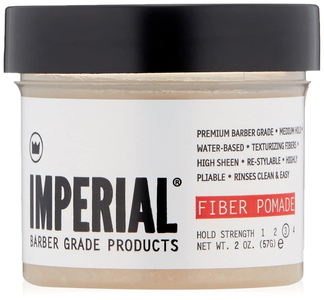 Barber Fiber Pomade - Medium Hold Water-Based High Sheen Formula with Texturizing Fibers for Men's Hair Styling Travel Size 2 oz