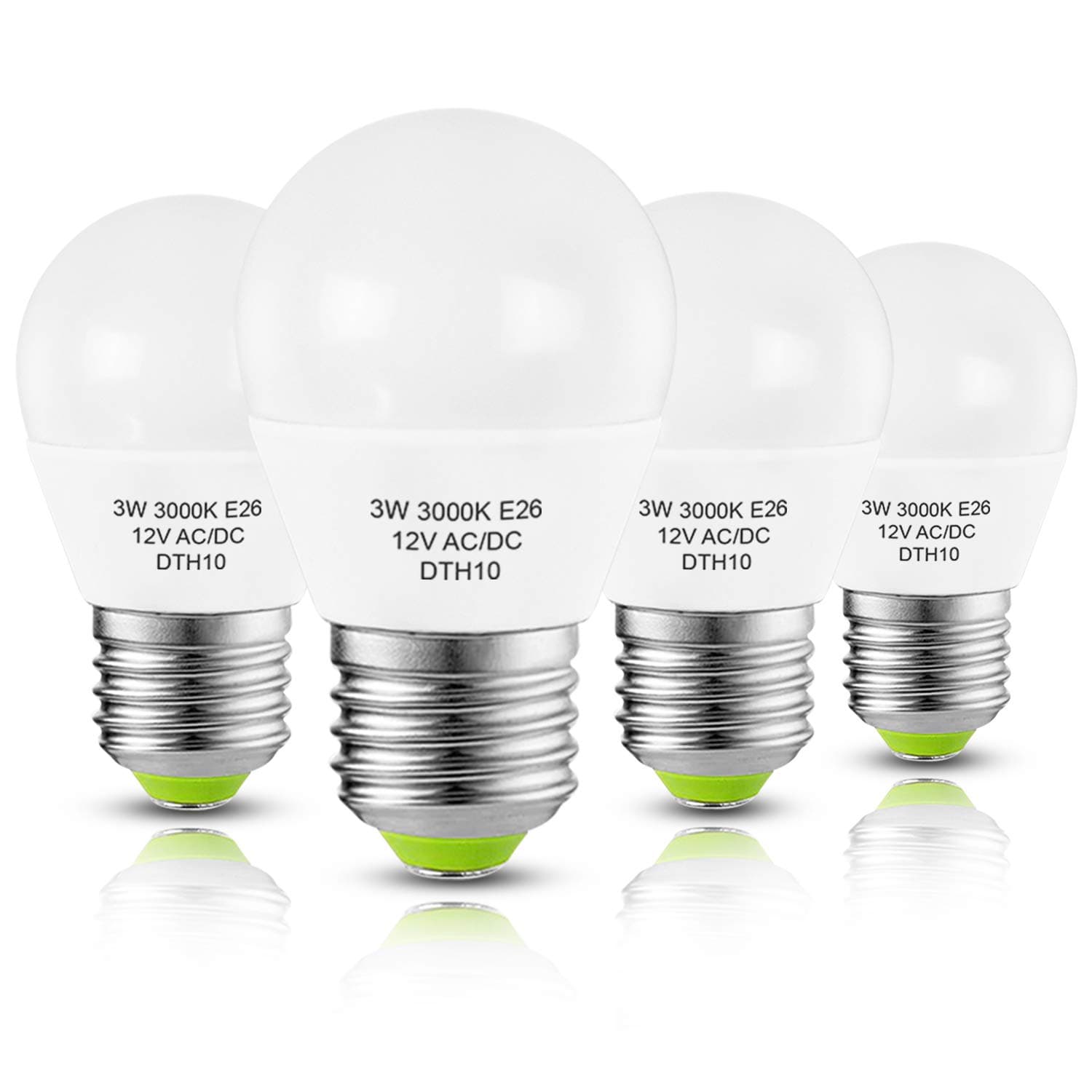 4 Pack 12V-24V AC/DC LED Edison G14 Bulbs 3W E26 Light Bulbs Low Voltage Edison AC DC Screw in Light Bulbs for Off Grid Solar Lighting Marine Boat RV 12V Interior Lighting 3000K Warm White for Camper