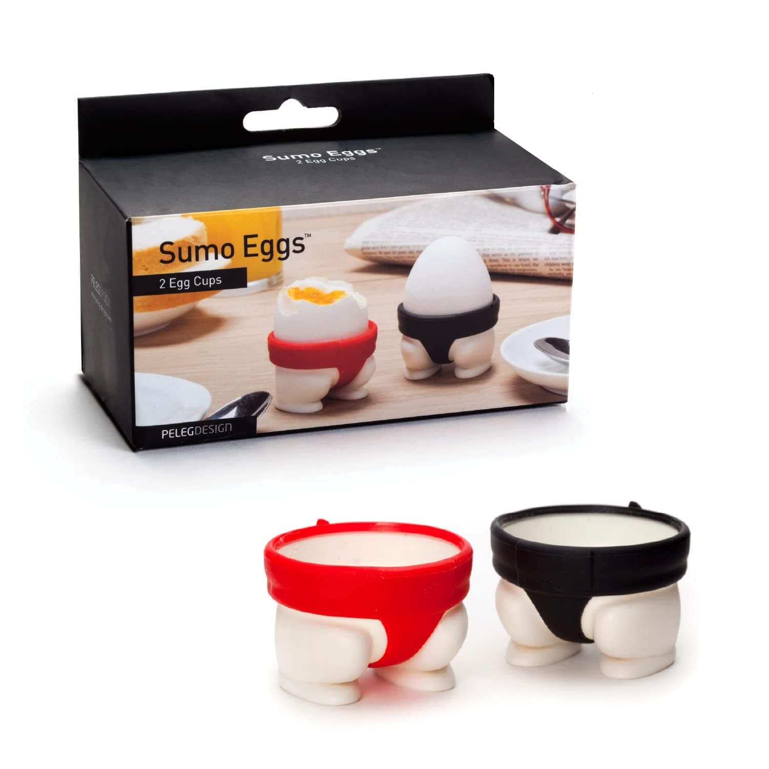 PELEG DESIGN Sumo Eggs - Soft or Hard Boiled Egg Cup Holders (Set of 2) Sumo - Utensil Kitchen Decor