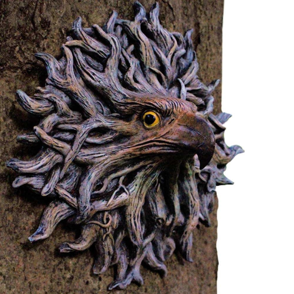 ColomixTree Faces Decor, Eagle Head Garden Statues, Tree Hugger Ornament, Garden Art Sculptures for Outdoors Indoors Decoration, Handmade, Durable & Water-Resistant