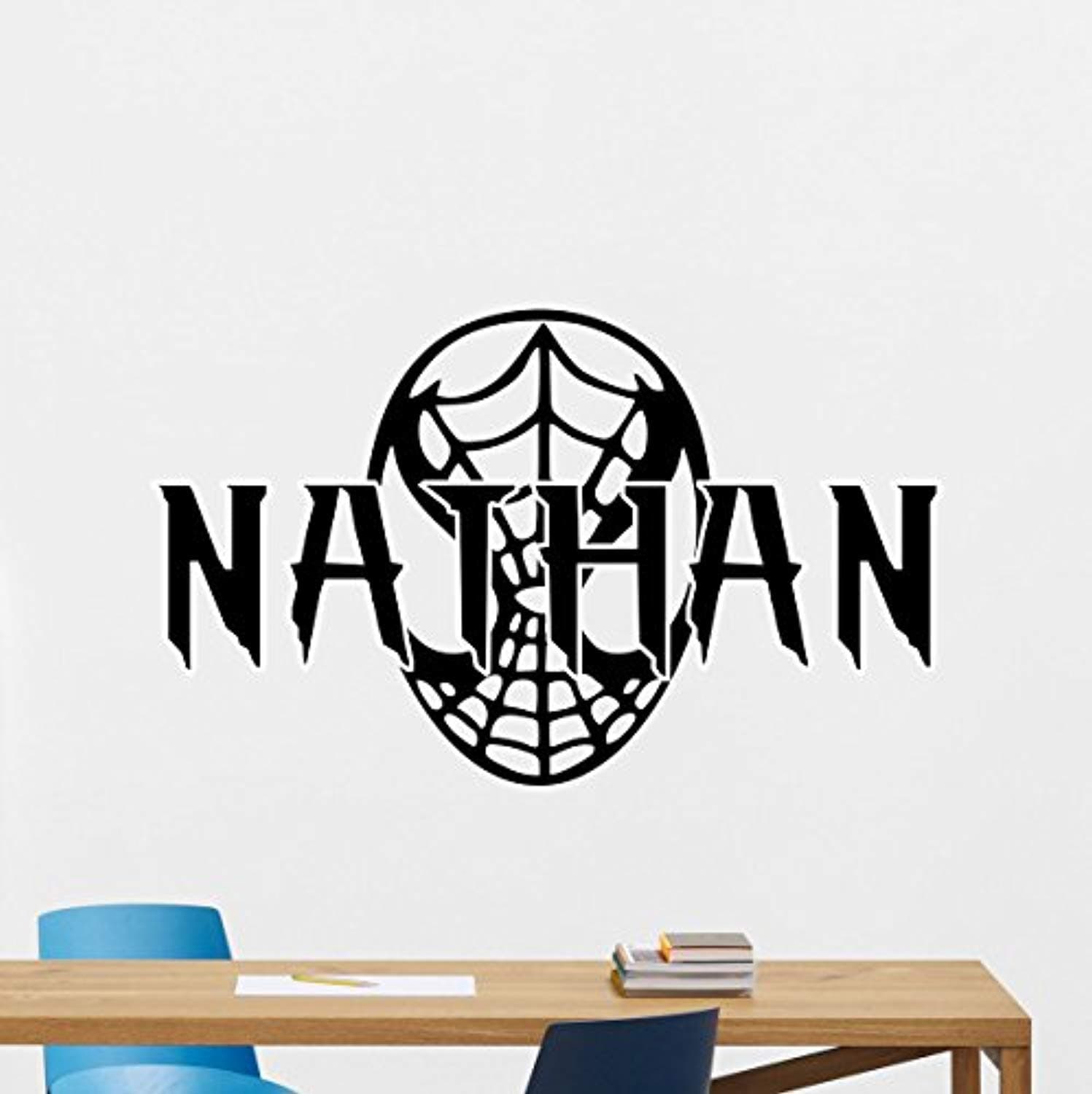 Personalized Wall Decal Comics Mask Logo Emblem Custom Name Superhero Vinyl Sticker Wall Decor Cool Wall Art Kids Teen Boy Room Nursery Bedroom Wall Decor Mural 168RT