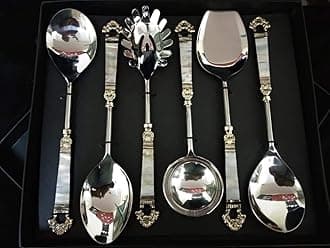 Designer Stainless Steel Serving Spoon Set of 6 Piece with Silver Finished, Serving Utensils Set Easy to Clean & Dishwasher Safe, Smooth & Comfortable (Color- Silver)