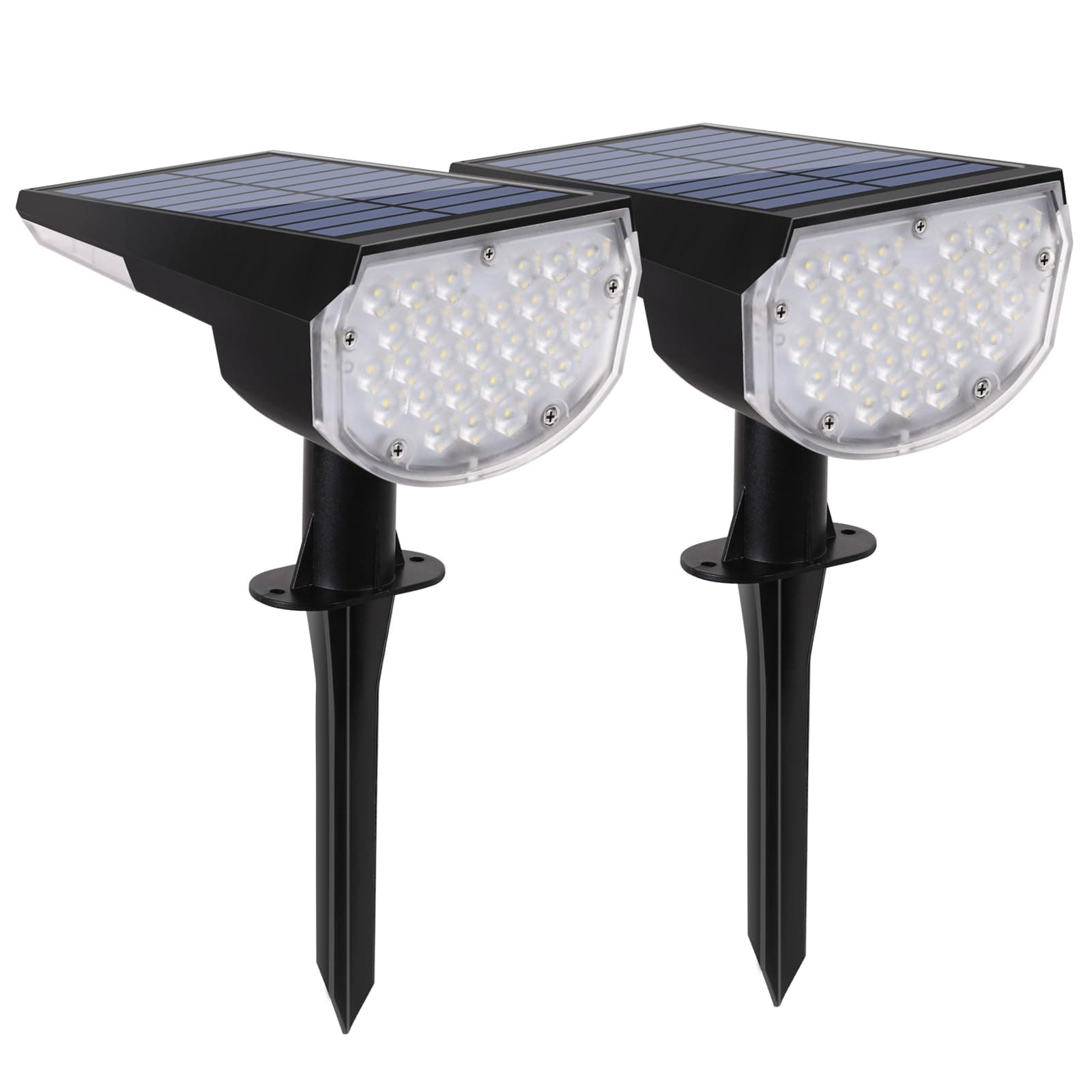 E ENERGETIC LIGHTING Solar Lights Outdoor Waterproof IP68, 4 Lighting Modes Solar Powered Garden Yard Spot Solar Lights for Christmas Outside Landscape- 2 Pack (Daylight)