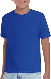 Haloumoning Boys T-Shirts Kids Short Sleeve Crewneck Solid Basic Tees Casual Tops 5-14 Years