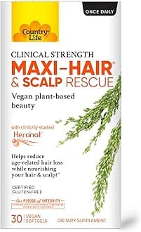 Country Life Maxi-Hair & Scalp Rescue, Clinical Strength Plant-Based Beauty, 30 Softgels, Gluten Free
