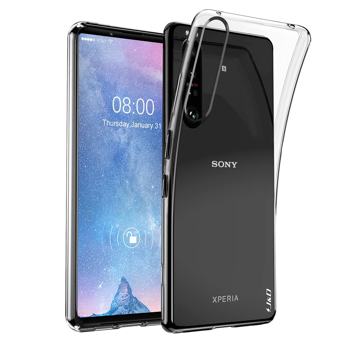 J&D Case Compatible for Sony Xperia 1 III Case, Ultra Slim Lightweight Clear Anti-Shock Protective Rubber Silicone Bumper Case for Sony Xperia 1 III Cover, Not for Sony Xperia 1 II, Transparent
