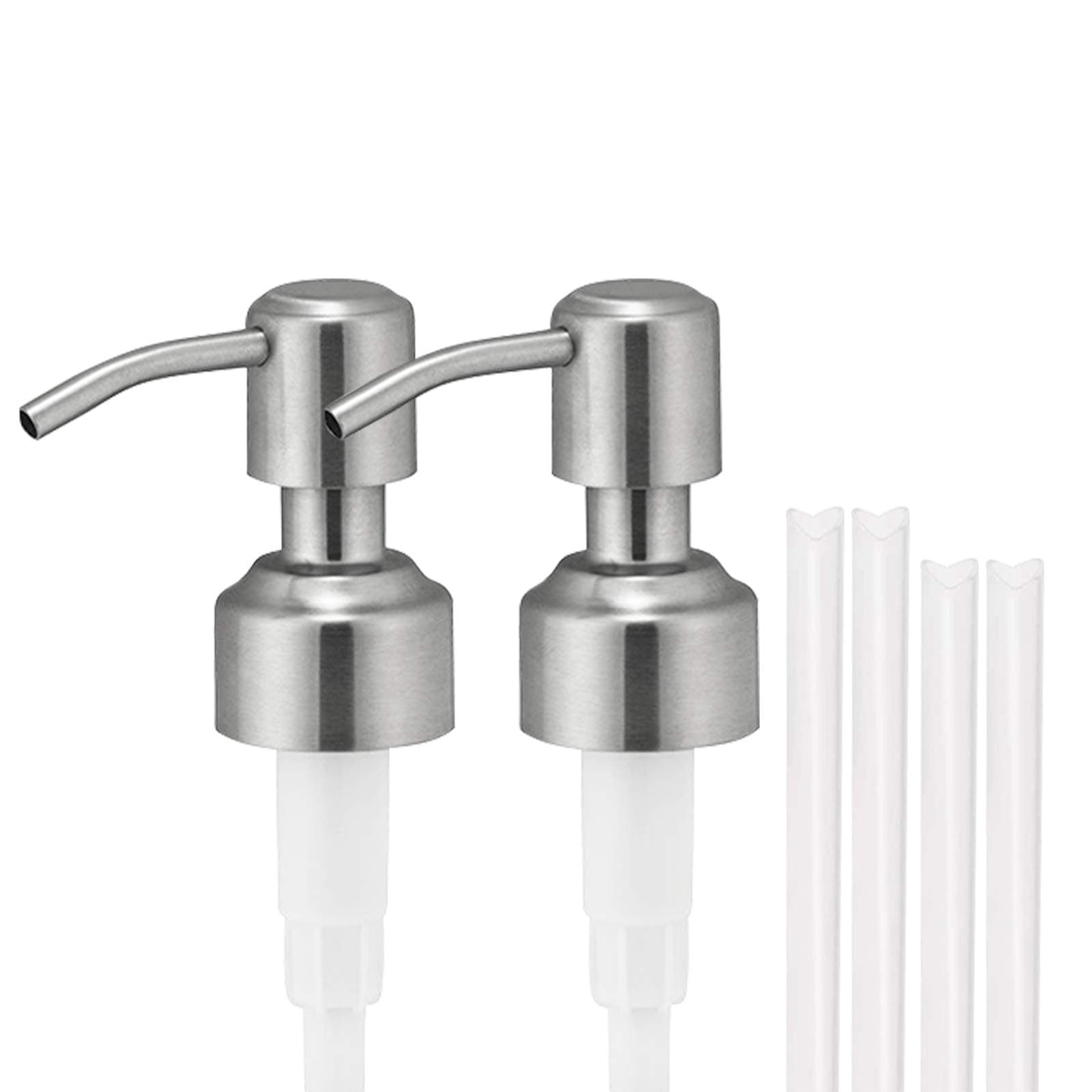 304 Rust Proof Stainless Steel Soap Pump, Kitchen Soap Dispenser Pump Replacement, Silver Stainless Steel Brushed Finish,Fit Standard 8oz/16oz Boston Round 28/400 Neck Bottles(Pack of 2)