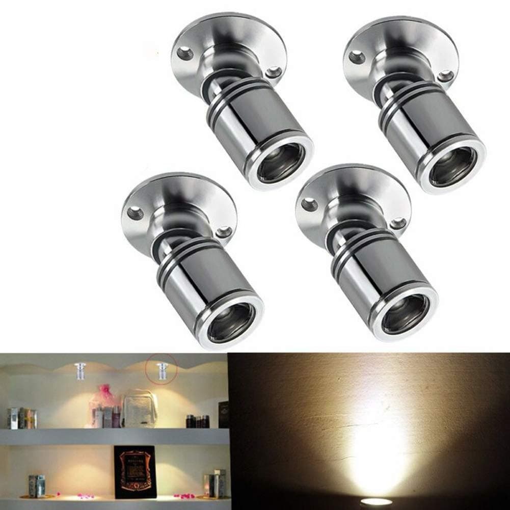 [360°Rotate] 4 Pack Small Recessed Mini Spotlight,1W LED Ceiling Spotlight Mini Recessed LED Downlight Aluminum Spot LED Set with Transformer Warm White for Wine Cabinet/Cupboard/Kitchen/Living Room