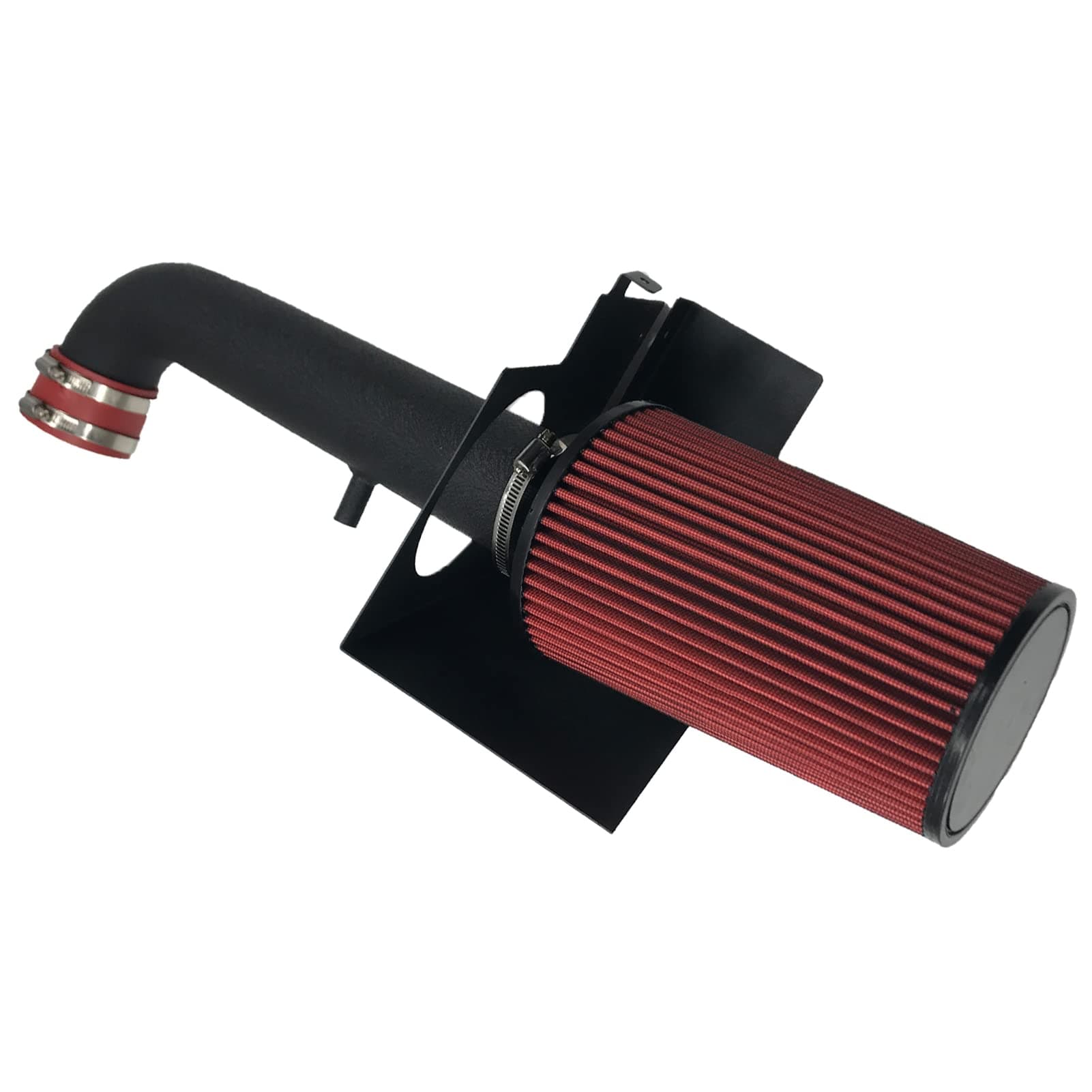 3-Inch Cold Air Intake Kit with Heat Shield + Filter Compatible for Jeep Wrangler 2012-2017 Wrangler JK 2018 3.6L V6 (Black Tube & Red Filter)