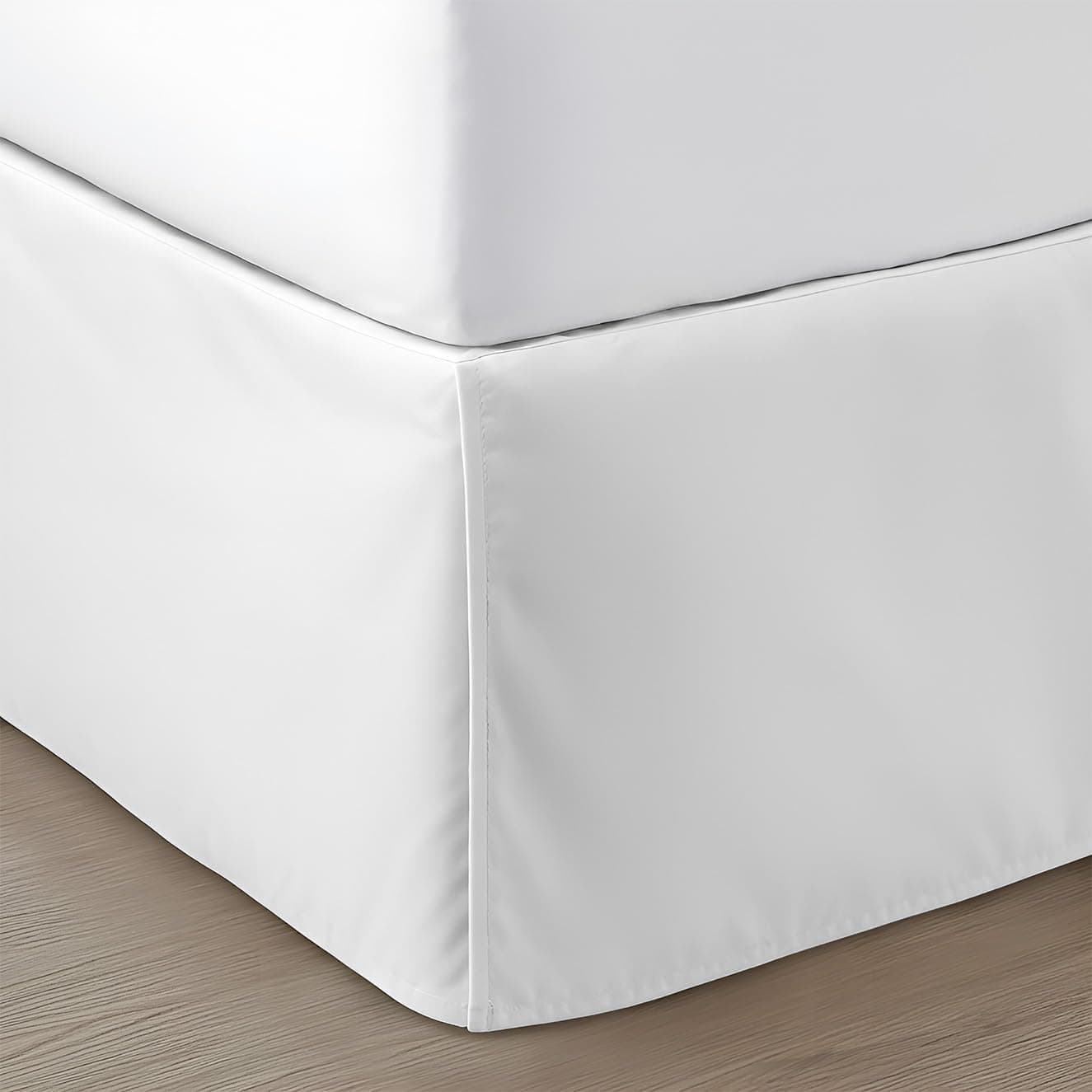 SGI Bedding 18 inch Drop Bed Skirt King Size - Platform Style with Secure Fit, Classic Tailored Look, Elegant Pleated Style Dust Ruffle, Split Corners, Wrinkle Resistant Microfiber - White