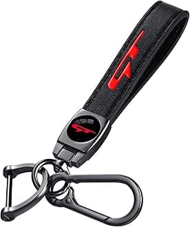 GT Keychain for Kia K3 Forte Cerato 2021-2024, Black Leather & Metal Car Key Fob Holder, Red GT Logo Car Keychain Accessories