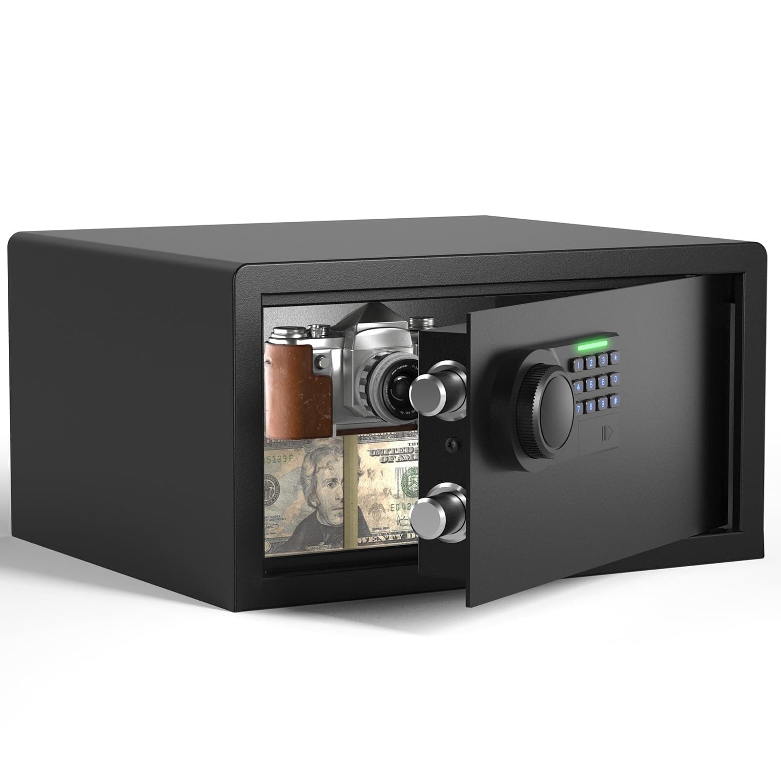 Safe Box - (1.29 cu. ft.) Home Safe with Silent Mode, Backlit Keyboard and LED Light, Secure Money Safe Caja Fuerte Anti-Rust, Anti-Theft, Anti-Pry