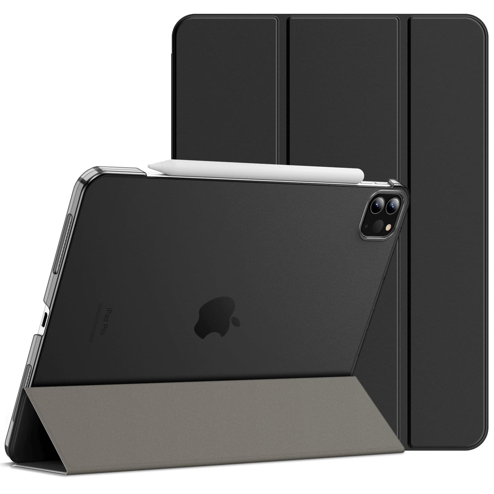 JETech Case for iPad Pro 11 Inch (2022/2021/2020 Model), Not for Newest 2024 Model, Slim Stand Hard Back Shell Smart Cover with Auto Wake/Sleep (Black)