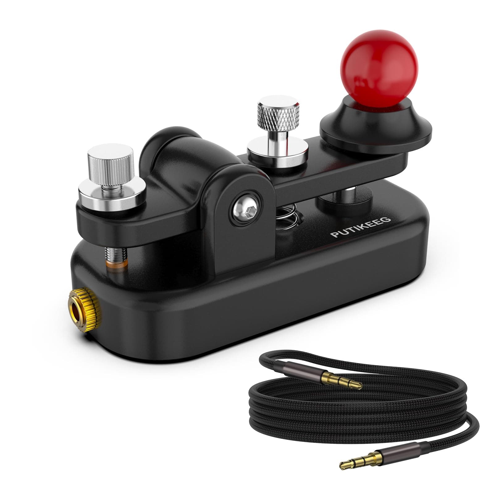 Mini Morse Radio Key CW HAM Send Telegram Double Paddle Morse Code Key with Aluminum Alloy Body Base Black(S)