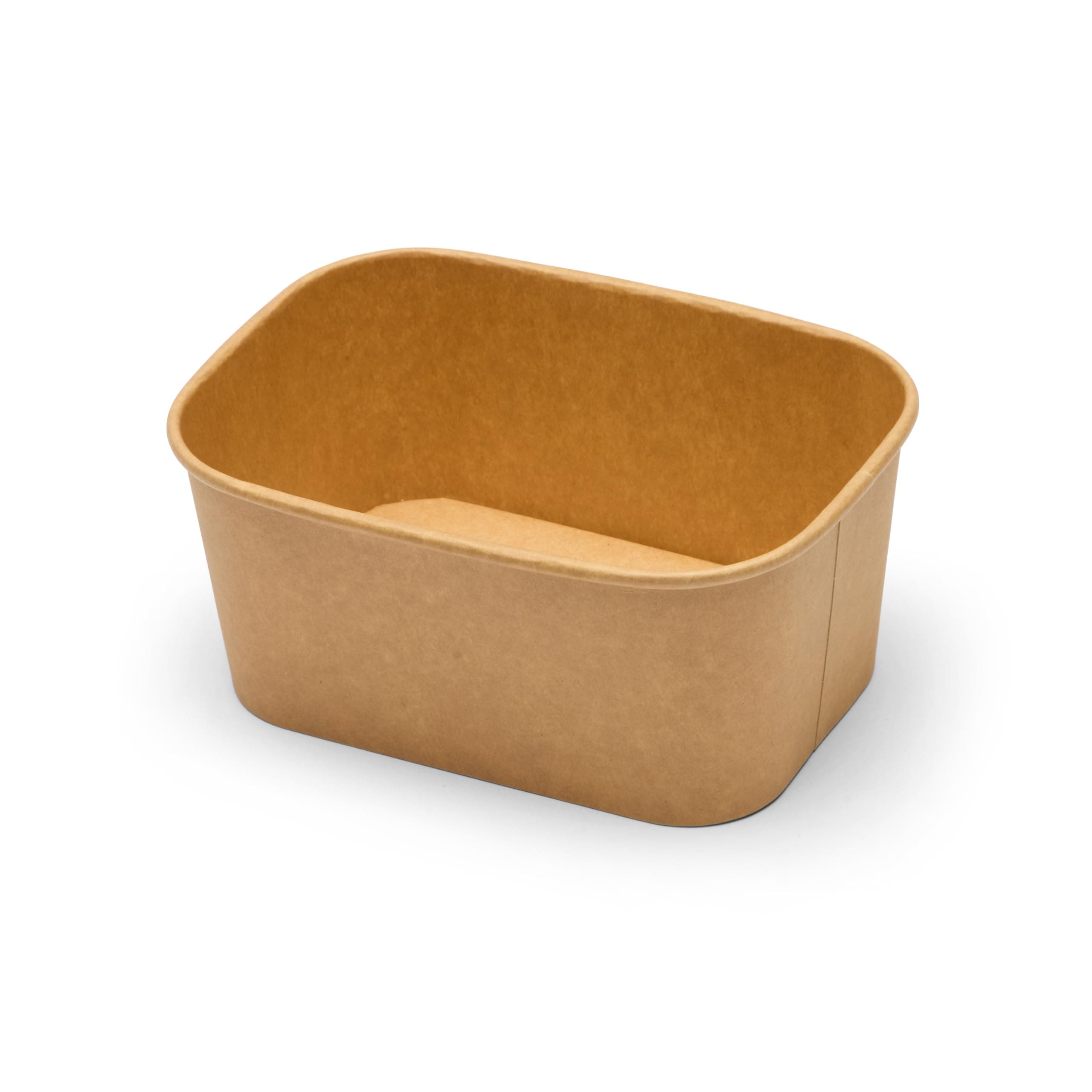 50pcs X 1000ml Rectangular Kraft Paper Bowls with PP Lids - Takeaway Bowls for Hot/Cold Food - Leakproof Food Containers - Brown Cardboard Packaging (1000ml, Case of 50)