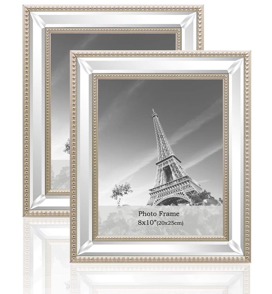 Meetart 8x10 2 Pack Mirror Photo Frames Sets for Wall Pictures Decor or Table Stand