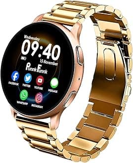 - PunnkFunnk EVO Vista Smartwatch, 1.3” HD Display Bluetooth Calling Metal Smartwatch, Fitness & Sleep Tracker, 100+ Sports Modes, IP67 Waterproof Compatible with Android & iOS(Gold)