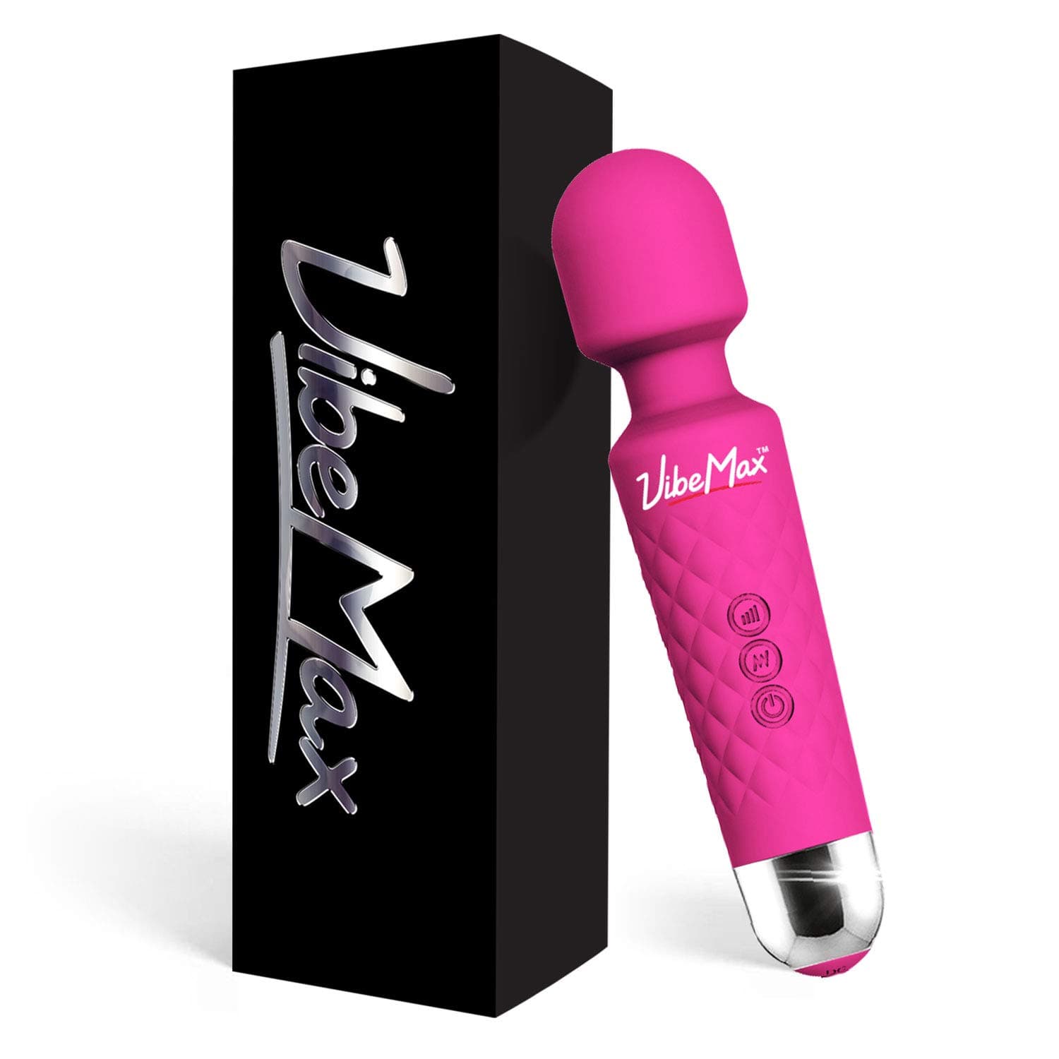 VibeMax Rechargeable Personal Massager - Powerful Multi Speed Vibration - Whisper Quiet - Waterproof - for Muscle Tension Relief - Pink