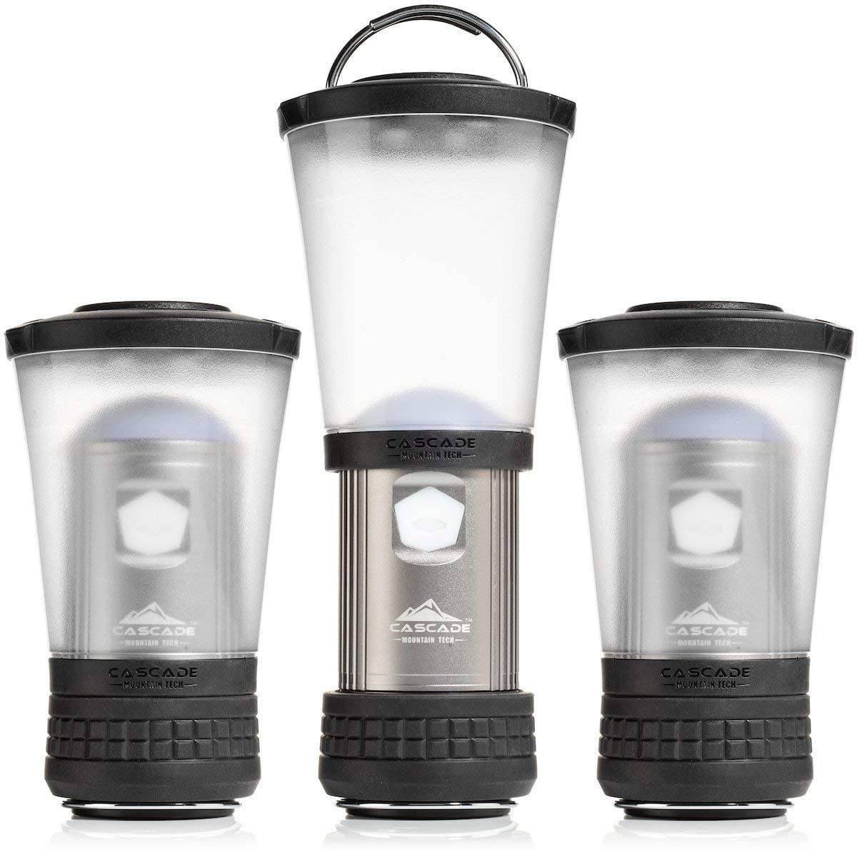 Cascade Mountain TechCollapsible IPX4 Water-Resistant LED Lantern with 4 Light Modes - 3 Pack,Black/Silver