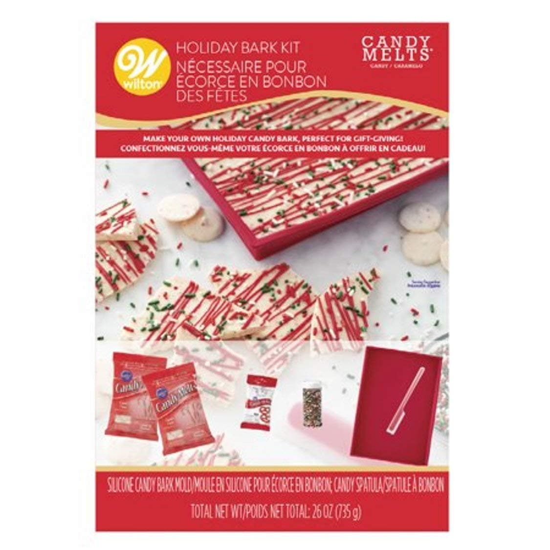 Holiday Candy Bark Kit includes Mold, Spatula, Candy Melts, Sprinkles