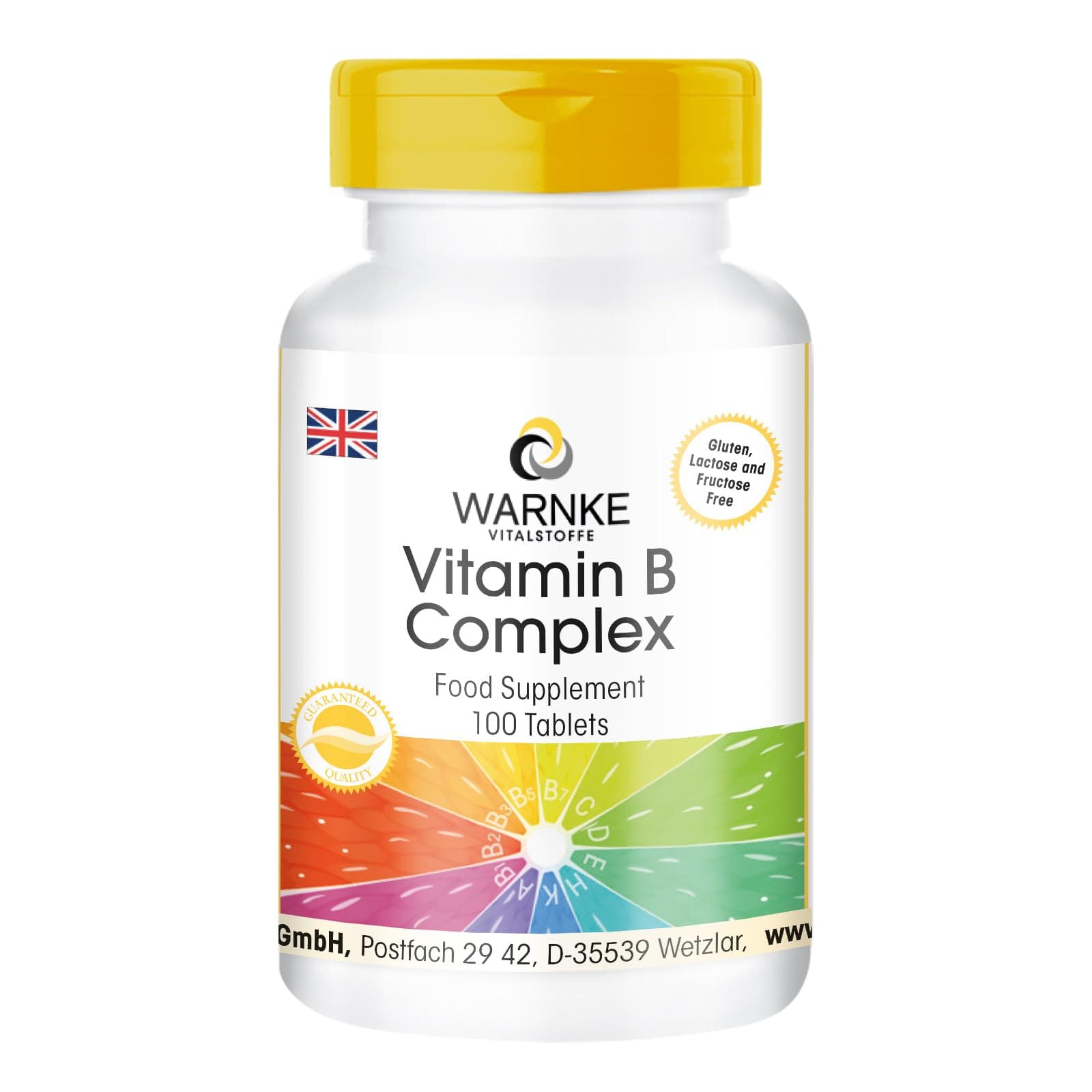 Vitamin B Complex, All Essential B Vitamins, Vegan, 100 Tablets | Warnke Vitalstoffe - German Pharmacy Quality