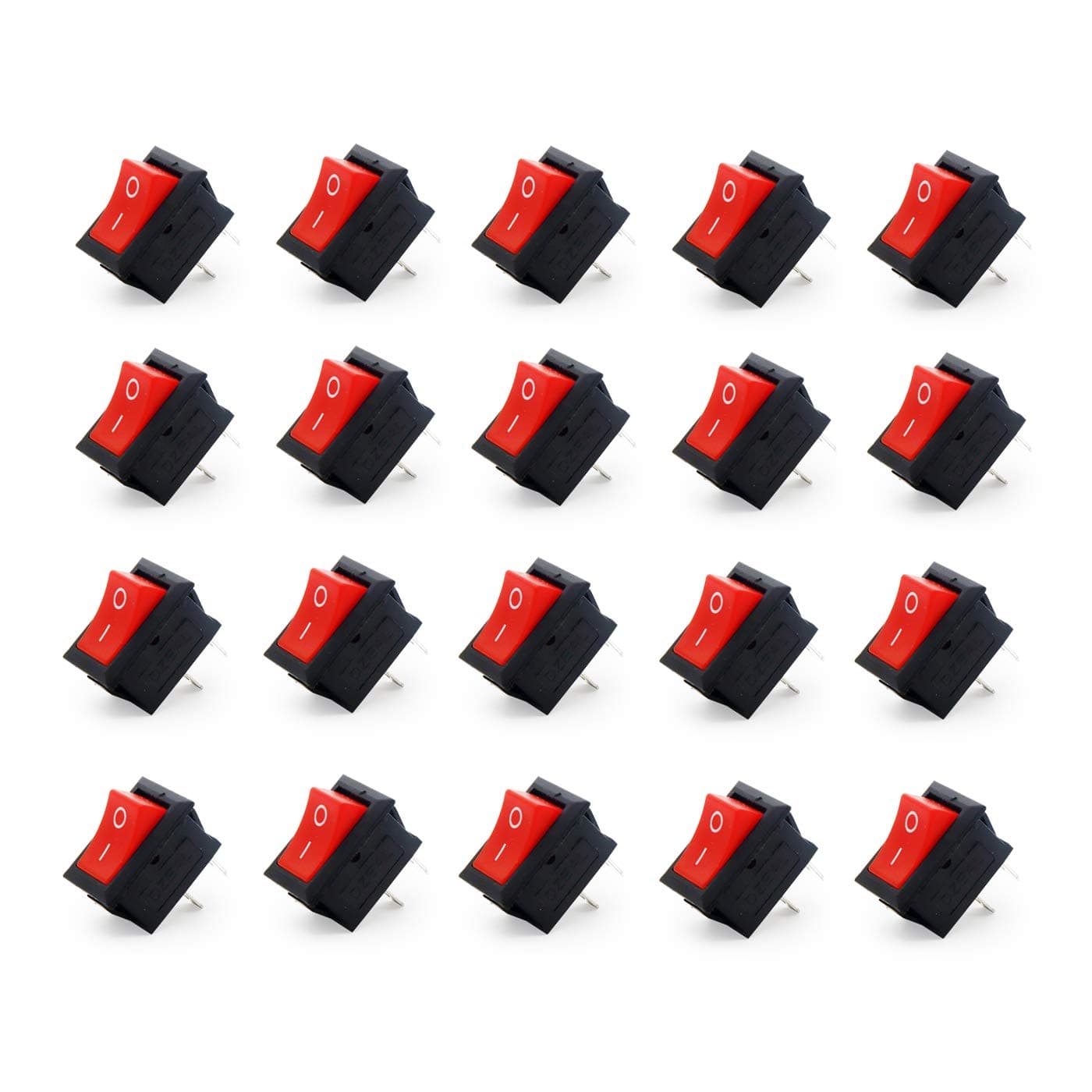 Electronic Spices (20psc) Small Mini Boat On/Off Rocker Switch Snap-in 2-Pin Red Plastic Button