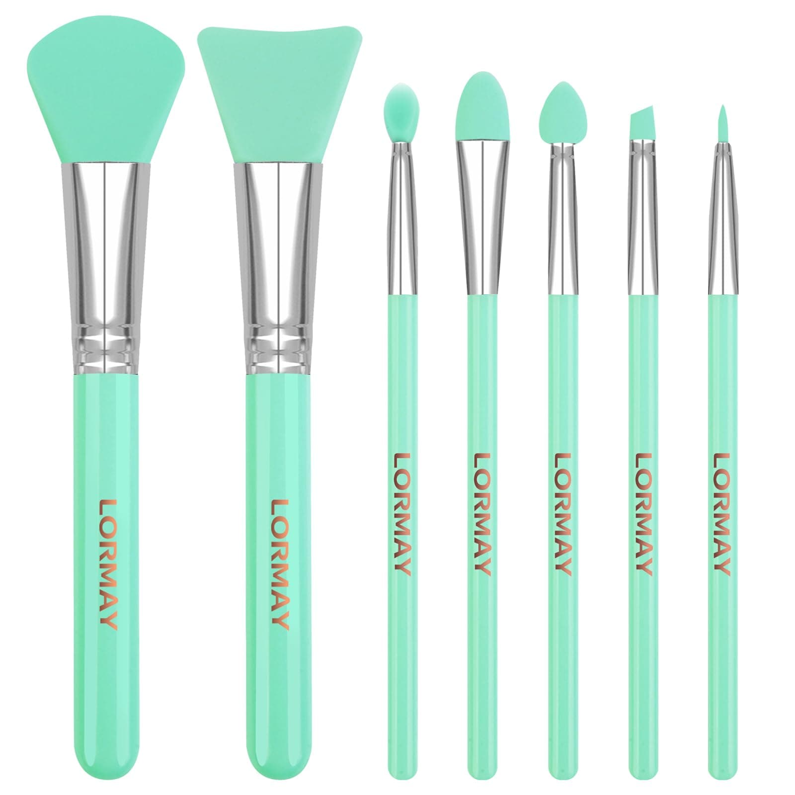 LORMAY 7 Pcs Silicone Brush Applicator Kit for UV Resin Epoxy Art Crafts and Cream Makeup Products, Mint Green