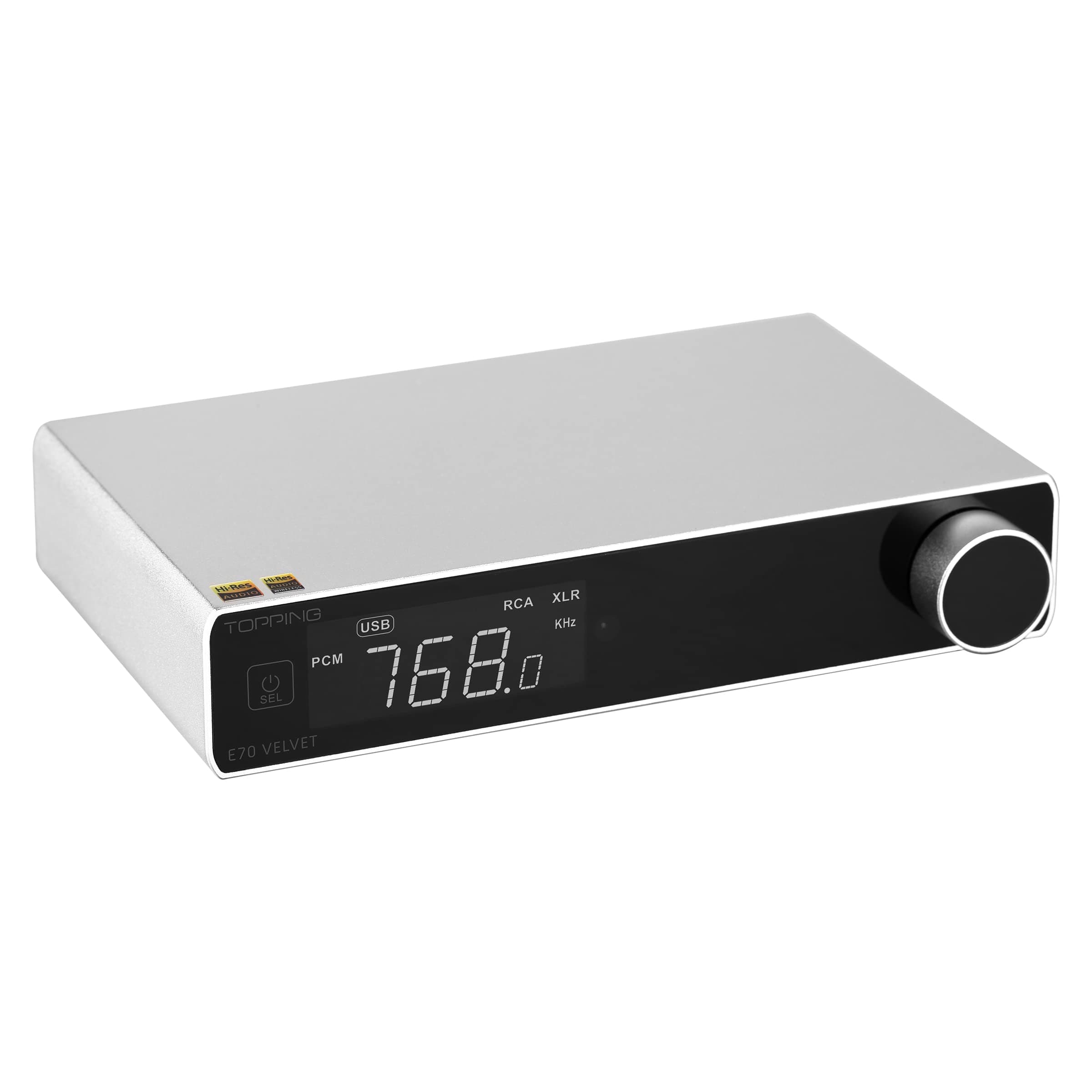 Topping E70 VELVET AK4499EX DAC Audio Decoder- Bluetooth5.1 LDAC Hi-Res XU316 32Bit/768kHz DSD512 BT/USB/Coax/Opt Inputs RCA/XLR HiFi Stereo Digital-to-Analog-Convertor Silver