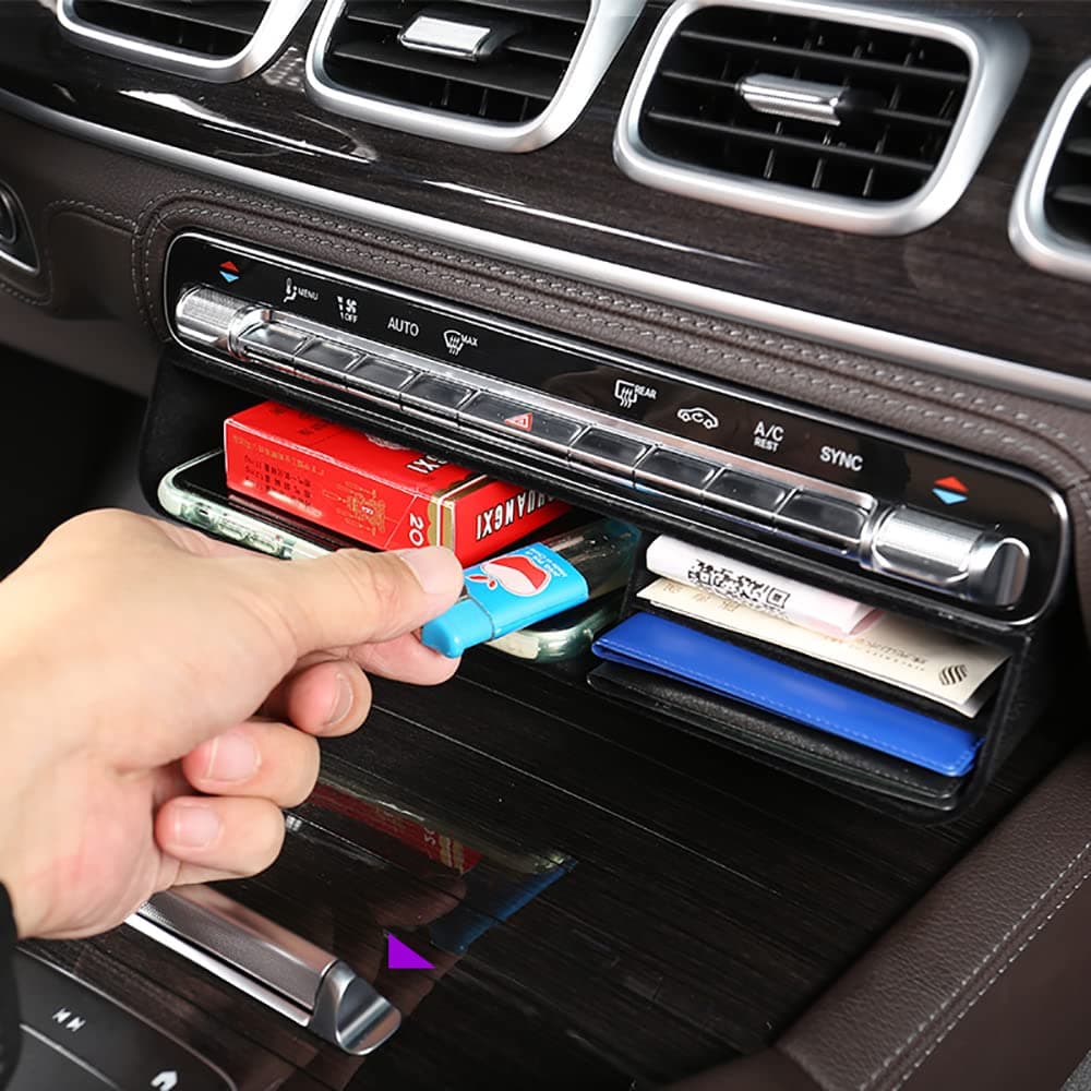 Car Center Console Middle Organizer Tray Armrest Storage Box Container Tray Box for Mercedes Benz GLS450 X167 63 GLE350 W167 Coupe C167 400 580 53 AMG Benz Accessory (Flocking)