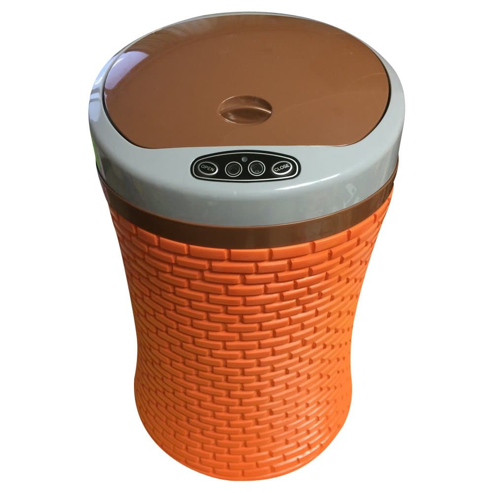 Automatic Touchless Trash Can Resin Infrared Sensor Dustbin Trash Can with USB Charger Room Hotel Office 4L (ORANGE)