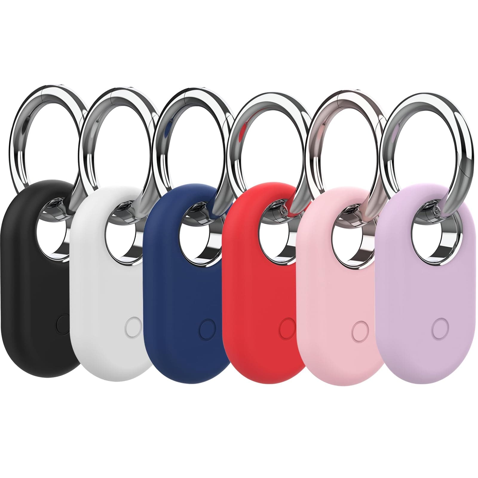 6 Pack Compatible with Samsung Smart tag 2 Case with Keychain, Soft Silicone for Galaxy Smart tag 2 Case, Scratch & Shock Resistant GPS Tracker Holder Cover, for Luggage, Car Keys, Dog Collar, Wallet