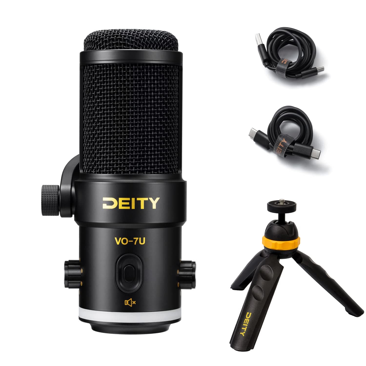 Deity VO-7U Tripod Kit USB Dynamic Podcast Microphone with RGB Lights for Game Podcast Stream YouTube (Black)