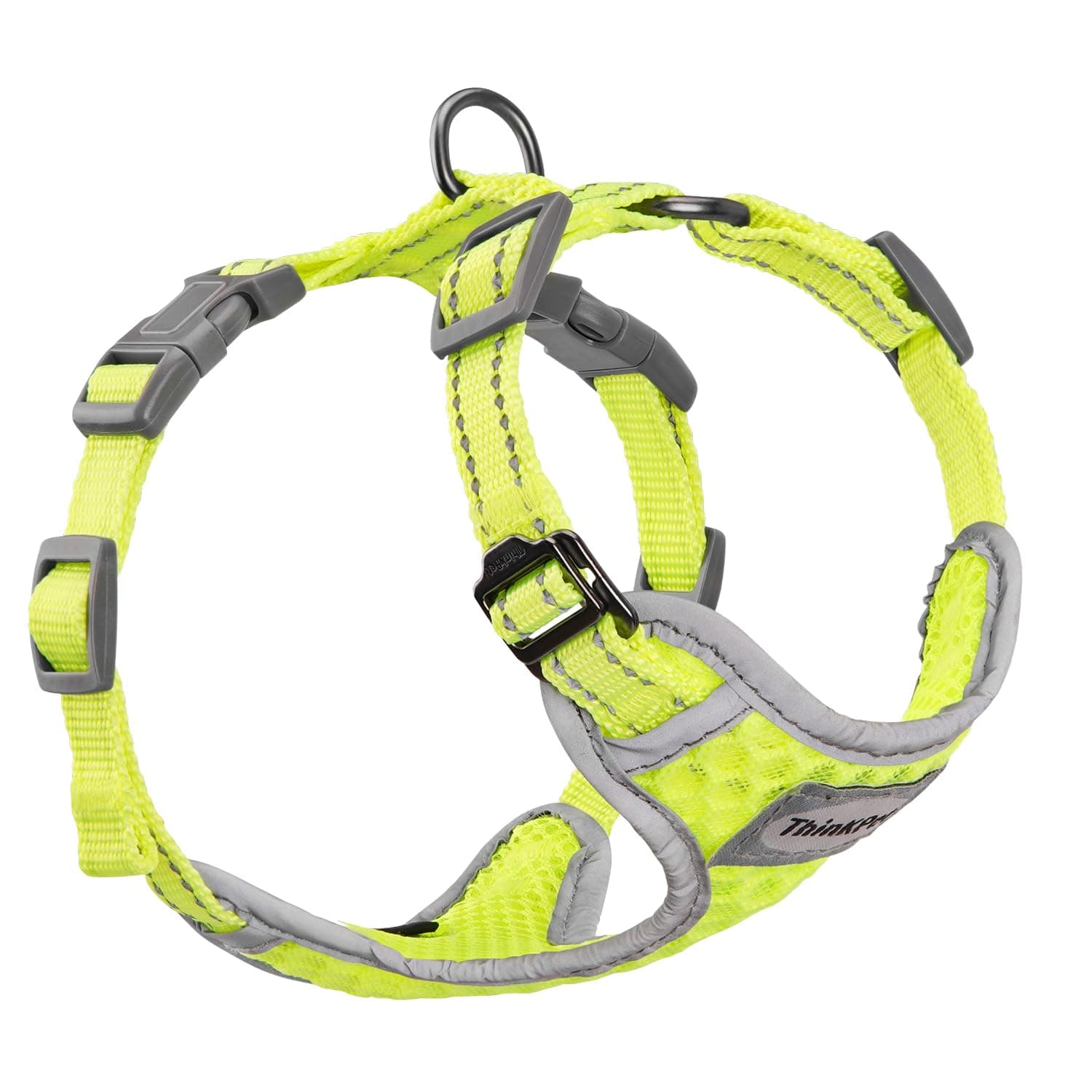 ThinkPetReflective Breathable Soft Air Mesh No Pull Puppy Choke Free Over Head Vest Harness for Puppy Small Medium Dogs and Cats Green X-Small