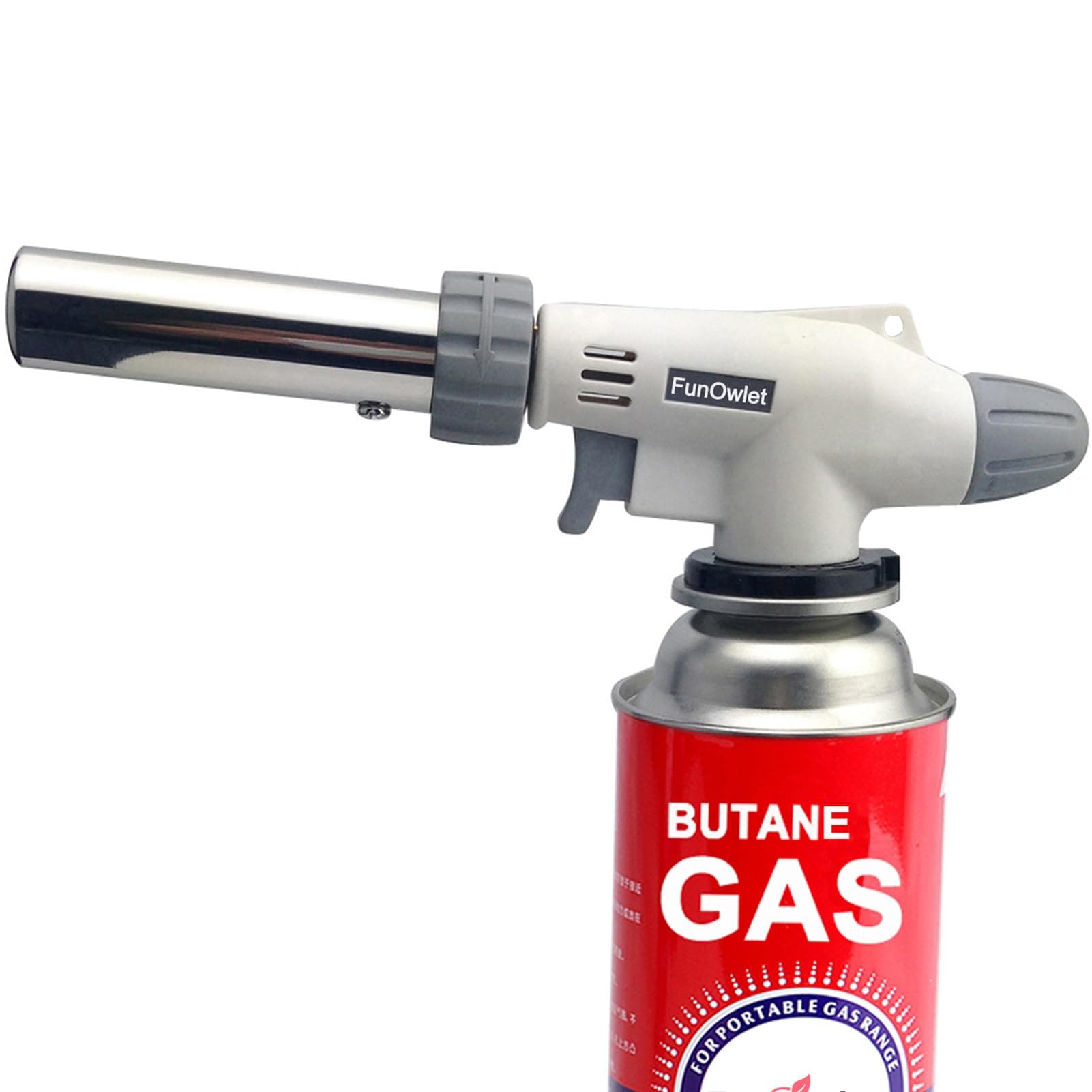FunOwlet Butane Torch, Reverse Use Culinary Kitchen Blow Lighter with Adjustable Flame, Butane Fuel Not Included, Ideal for Chef Cooking, Creme, Brulee, BBQ, Baking, DIY Soldering