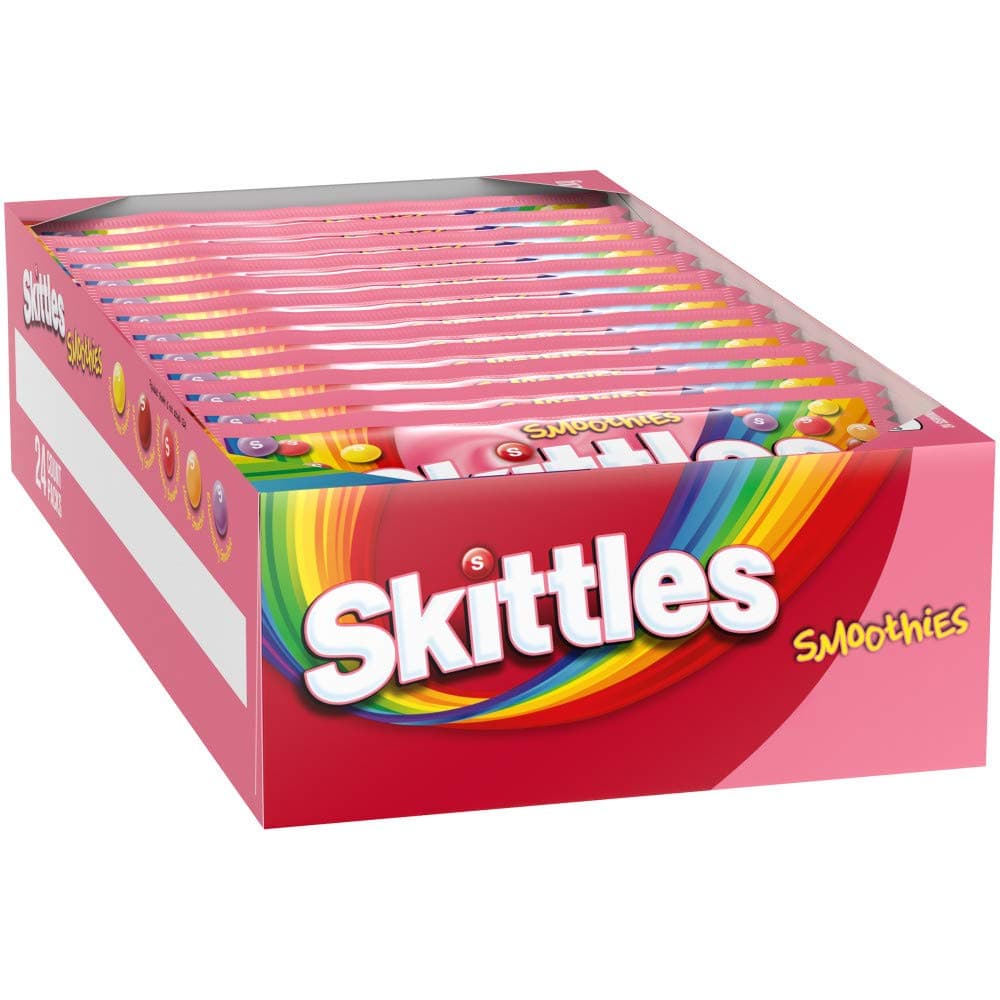 SKITTLES Smoothies Chewy Candy Bulk Pack, Full Size, 1.76 oz Bags (Pack of 24)