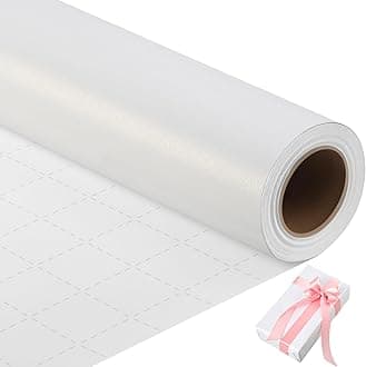 woric White Wrapping Paper Roll 17 Inch X 33 Feet Wedding Wrapping Paper with Pearly Lustre for Mother's Day, Bridal Shower, Birthday, Baby Shower