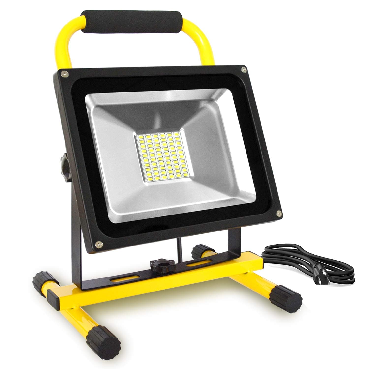 50W Plug in LED Work Lights (400W Equivalent), 4500LM, 5m Wire with Plug, IP65 Waterproof, Job Site Lighting with Stand for Construction Site, Workshop, Garage 5000K Daylight White