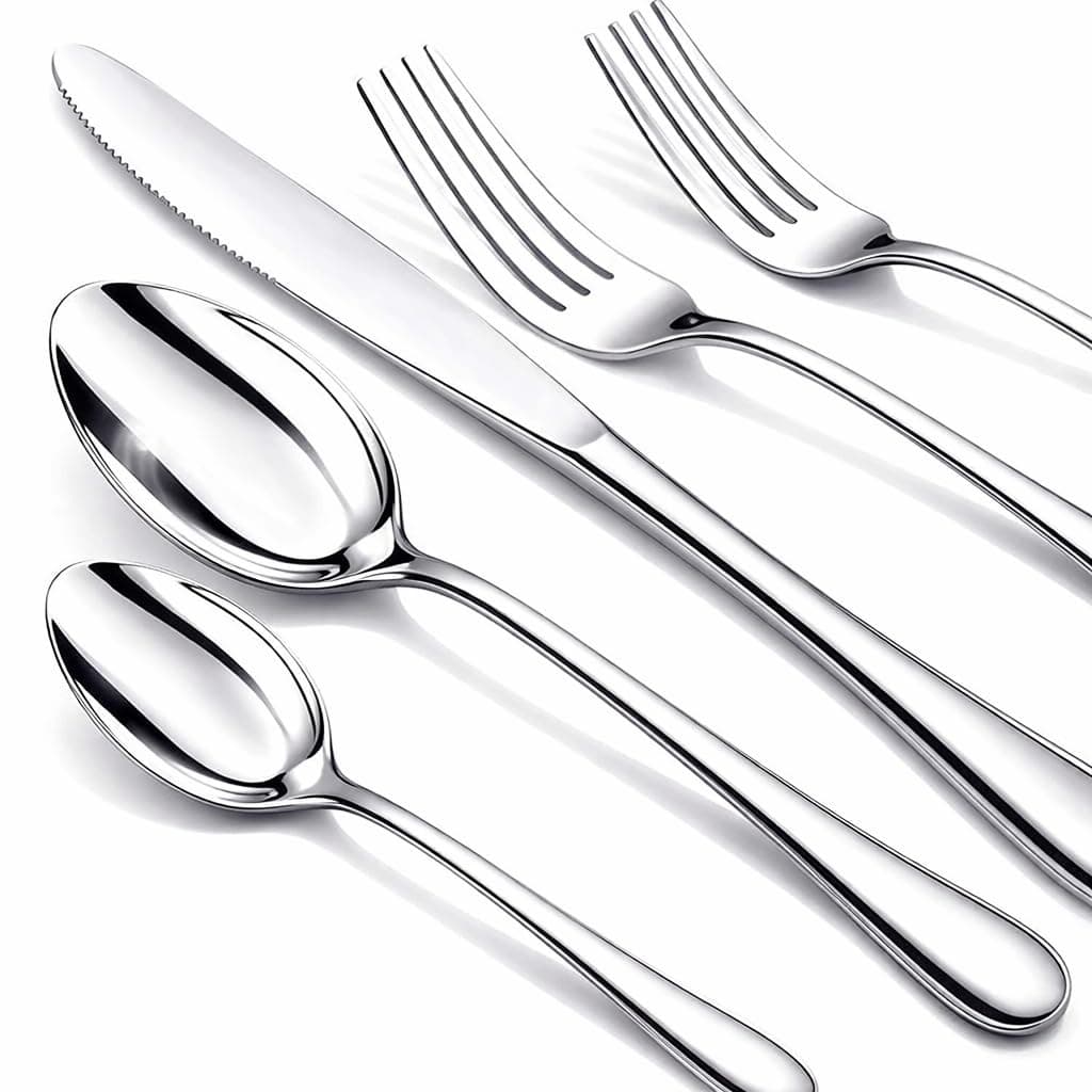 NICE KITCHEN Silverware Set, 40 Piece Stainless Steel Cutlery Sets for 8, Heavy Duty Flatware, Mirror Polished Forks Spoons and Knives Set, Reusable Utensils for Home Kitchen, Dishwasher Safe