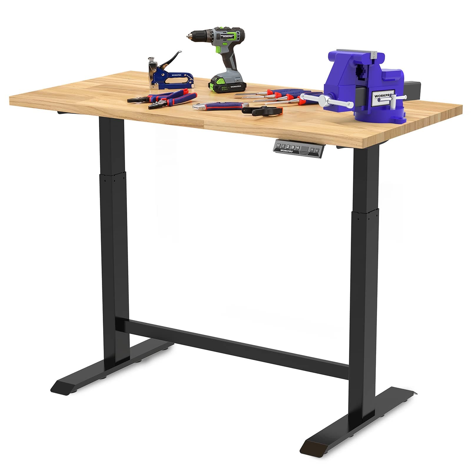 Dual Motor 48" Electric Height Adjustable Workbench, 500 LBS Load Capacity 48"x24" Wooden Top and Memory Keypad, Work Table for Workshop, Garage, 28-3/4" to 48-7/16 Lift Range
